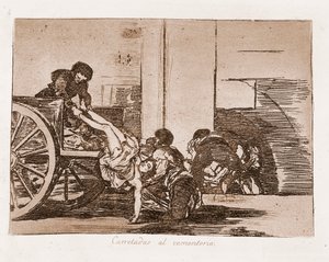 The Disasters of War: Billadninger til kirkegården (ætsning fra forberedende tegning af Francisco de Goya