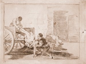 The Disasters of War: Billadninger til kirkegården (forberedende tegning af Francisco de Goya