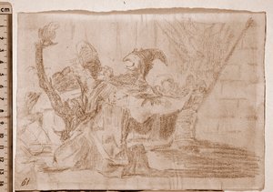 The Disasters of War: Farandole af charlataner (forberedende tegning af Francisco de Goya