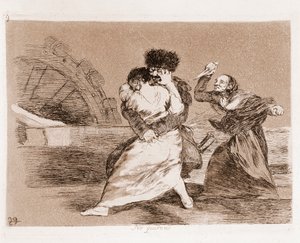 The Disasters of War: Det vil de ikke (ætsning fra en forberedende tegning af Francisco de Goya