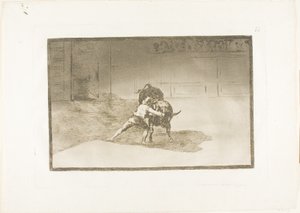 The Famous Martincho Places the Banderillas, Playing the Bull with Movement of his Body, plade 15 fra The Art of Tyrefighting af Francisco Jose de Goya y Lucientes