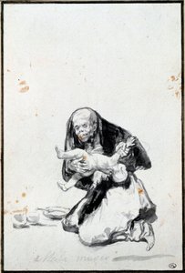Den dårlige kvinde (Mala mujer). Den onde kvinde. Antropofagi scene, en heks fortærer et barn. Grå vask af Francisco Goya y Lucientes (1746-1828) Søn. 0,21x0,14 m Paris, musee du Louvre af Francisco de Goya