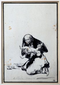 Den forkerte kvinde Antropofagi Scene, en heks har et barn. Grå vask af Francisco Goya y Lucientes (1746-1828) Søn. 0,21x0,14 m Paris, musee du Louvre af Francisco de Goya