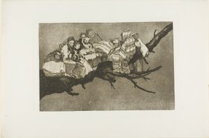 At gå mellem grenene, dvs. at tale gennem sin hat, planche tre fra Los Proverbios af Francisco Jose de Goya y Lucientes