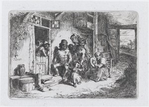 Tavle 10: to figurer danser, en anden siddende spiller på tromme, fra rækken af told ..., 1850.