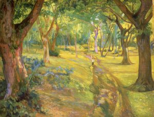 SKOVEN - 1923 - OLIE / LÆRD - 90X68 CM af Francisco Llorens Diaz