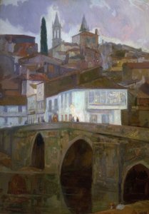 MELLEM LYS (BETANZOS) – OLIE / LÆRD – 1918–90X62 CM– af Francisco Llorens Diaz