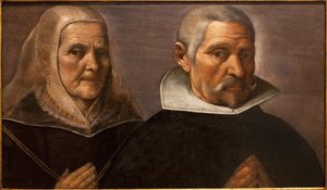 Portræt af et bedende alderspar. Maleri af Francisco Pacheco (1564-1644), ca. 1630. Museum of Fine Arts i Sevilla, Spanien.