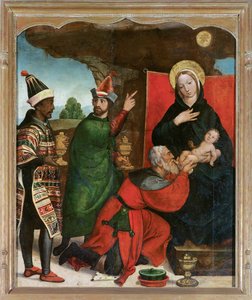 Magiernes tilbedelse - Comontes, Francisco de (aktiv 1524-1565) - 1535-1540 - Olie på træ - 129x103 - Museo de Bellas Artes, Salamanca