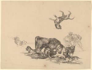Tyr angrebet af hunde af Francisco de Goya