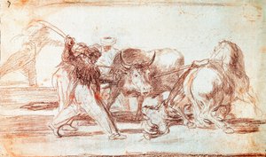 Tyrefægtning: maurerne, der boede i Spanien, ignorerede overtroen i Koranen, adopterede denne jagtkunst ved at kaste spyd i det fri af Francisco de Goya