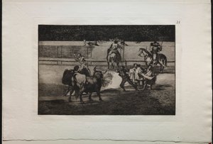 Tyrefægtning: Banderillas med Firecrackers af Francisco de Goya