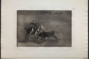 Tyrefægtning: Manly Courage of the Celebrated Pajuelera i (ringen) ved Saragosa af Francisco de Goya