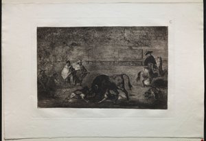 Tyrefægtning: Hunden sluppet løs på tyren af Francisco de Goya