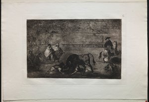 Tyrefights: The Dog Losse on the Bull, 1876. af Francisco de Goya