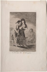 Caprichos: Selv således kan han ikke få hende ud af Francisco de Goya