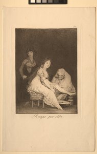 Caprichos: Hun beder for hende. af Francisco de Goya