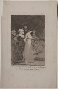 Caprichos: De siger ja og giver hånden til den, der kommer først.. af Francisco de Goya