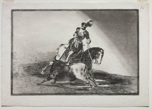 Charles V spidder en tyr i ringen i Valladolid af Francisco de Goya