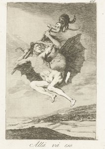 der går de Allá vá eso (titel på objekt) Los Caprichos (serietitel) af Francisco de Goya