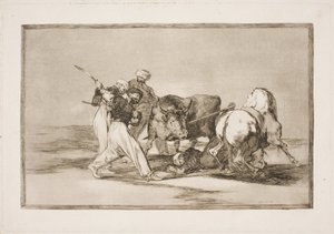 De maurere, som slog sig ned i Spanien og opgav Koranens overtro, tilegnede sig denne kunst at jage og spidde en tyr på sletten af Francisco de Goya