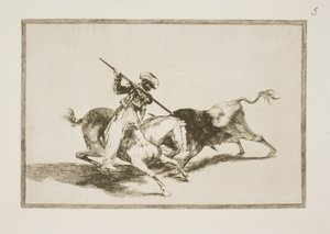 Den beåndede Maurer Gazul er den første til at spidde tyre i henhold til reglerne af Francisco de Goya