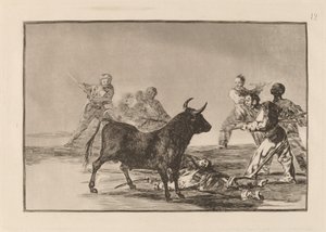 The Rabble Hamstring Tyren med lanser, segl, Banderillas og andre arme af Francisco de Goya