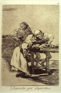Despacha Que Dispiertan Vær hurtig, de vågner op, tallerken 78 fra Los Caprichos, 1799 af Francisco de Goya