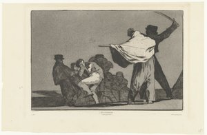 Den soldat! Que Guerrero! (Quel guerrier) (titel på objekt) Disperate Conocido (Den velkendte dårskab) Los Disparates (The follies) (serietitel) Los Proverbios (Ordsprogene) (serietitel) af Francisco de Goya
