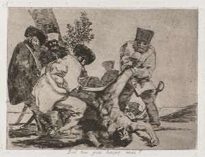 Krigskatastrofer: Pl. 33, Hvad mere kan man gøre, 1810-1813. af Francisco de Goya