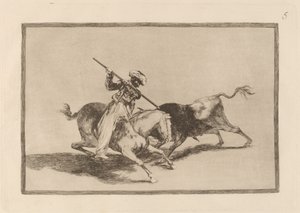 The Spirited Moor Gazul er den første til at spyd tyre i rækkefølge (The Spirited Moor Gazul er den første der spydtyre ifølge reglerne) af Francisco de Goya
