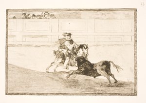 En spansk rytter i arenaen knækker små spyd uden assistance fra sekundanterne af Francisco de Goya