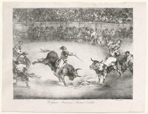 [Les Taureaux de Bordeaux: Den berømte amerikaner Mariano Ceballos] af Francisco de Goya