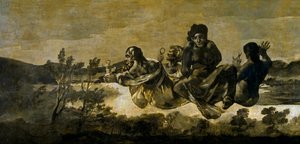 ""Les moires"" (les Parques) Atropos (The Fates) Maleri af Francisco Goya (1746-1828) 1820-1823 Dim 123x266 cm Museo del Prado, Madrid af Francisco de Goya