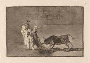 Los Moros hacen otro capeo en plaza con su albornoz (Maurerne laver en anderledes leg i ringen kalder tyren med deres brændende) af Francisco de Goya