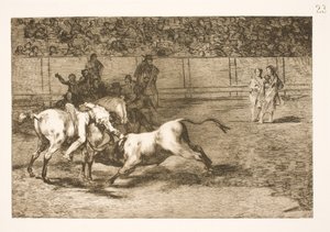 Maria Ceballas, også kaldet indianeren, slår tyren ihjel fra sin hest af Francisco de Goya