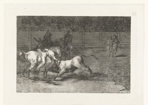 Mariano Ceballos skrev en sti Madriano Ceballos, alias El Indio, dræber tyren fra sin hest Tyrefægtning (serietitel) Stierenvechten (serietitel) af Francisco de Goya
