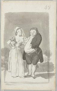 Prostitueret anmoder om en fed, grim mand (recto) af Francisco de Goya