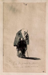 Que disparate, pensar aun en matrimonio (Hvilket vrøvl, at stadig tænke på ægteskab), ca. 1819-23 (Pensel, indisk blæk, fortegning med sort sten, på hvidt lagt papir) af Francisco de Goya