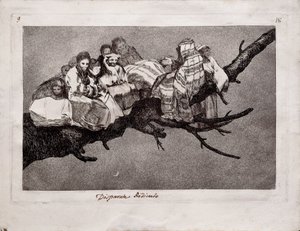 Latterlig dårskab fra serien Los Disparates Follies, 1815-1819 af Francisco de Goya