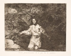 Sørgmodig forudanelse om hvad fremtiden vil bringe (1) af Francisco de Goya