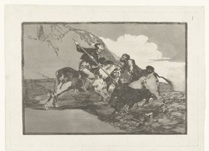 Stierenjacht te paard Hvordan de gamle spaniere jagede tyrene til hest i marken Stierenvechten (serietitel) Tyrefægtning (serietitel) af Francisco de Goya