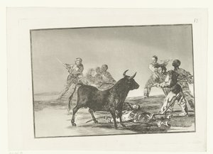 Stierenvechten rondon in stier Hukler slyngelen med spyd. halvmåner, banderillaer og andre våben Stierenvechten (serietitel) Tyrefægtning (serietitel) af Francisco de Goya