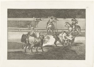 Tyrefægter mødte brandende banderillas ildbånd Tyrefægtning (serietitel) Stierenvechten (serietitel) af Francisco de Goya