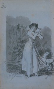 Ung kvinde vrider hænderne over en mands nøgne krop verso, 1796-97. af Francisco de Goya