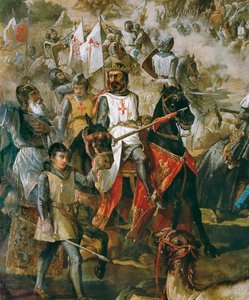 Generobring af Spanien: Slaget ved Las Navas de Tolosa den 16/07/1212 mellem den kristne hær og den mauriske hær. Detalje, der repræsenterer kong Alfonso VIII. Maleri af Francisco de Paula Van Halen (1810-1887). 1864.Madrid. Senatspaladset. af Francisco de Paula van Halen