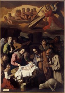 Tilbedelse af hyrderne Maleri af Francisco de Zurbaran (1598-1664) 1600-tallet søn. 2,67 x 1,85 m. Grenoble. Museum for Skønne Kunster af Francisco de Zurbaran