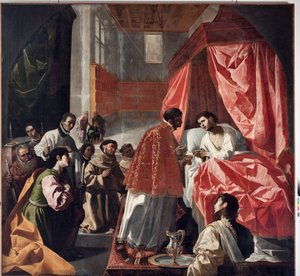 St Bonaventures sidste nadver (olie på lærred af Francisco de Zurbaran
