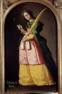 Portræt ved foden af ​​den hellige Apollo (eller Apollonia) Maleri af Francisco de Zurbaran (1598-1664) 1600-tallet søn. 1,34 X 0,67 m. af Francisco de Zurbaran
