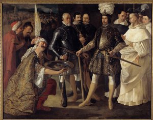 Reconquista: "" Overgivelsen af Sevilla før Ferdinand III, konge af Castilla og Leon"" maurerne overrakte byens nøgler til kongen af Castilla d. 22/12/1248. Maleri af Francisco de Zurbaran (1598-1664) 1634.søn. 157,5x208,2 cm Privat samle